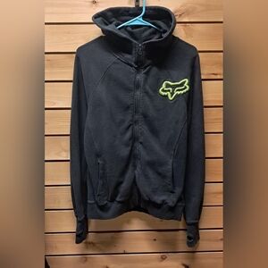 Fox Black Hoodie with Neon Green Logo